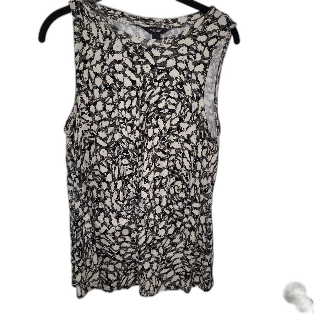 Simply Vera Vera Wang Monochrome Sleeveless Blouse - L
